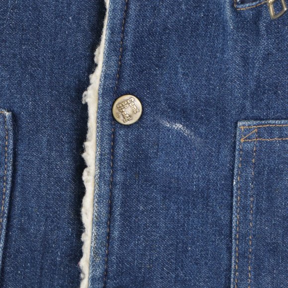 Vintage Faux Shearling Denim Jean Vest Jacket USA - Picture 4 of 9